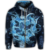 Hawaii Turtle Sea Ohana Zip Hoodie - Polynesian Pride