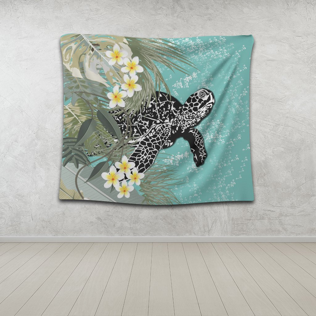 Hawaii Turtle Sea Plumeria Tapestry - AH - Polynesian Pride