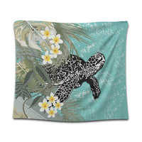 Hawaii Turtle Sea Plumeria Tapestry - AH Wall Tapestry Black - Polynesian Pride