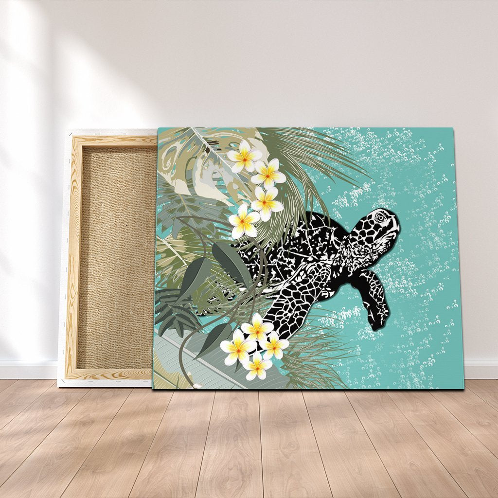 Hawaii Turtle Sea Plumeria Canvas - AH Canvas Poly-cotton - Polynesian Pride