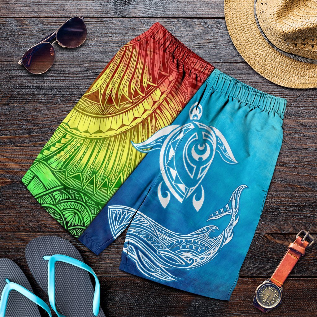 Hawaii Turtle Shark Polynesian And Sea Men's Shorts - AH Art - Polynesian Pride