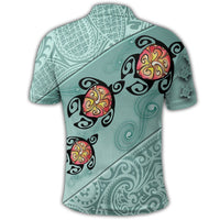 Hawaii Turtle Swimming Tribal Polynesian Polo Shirt Min Style - Polynesian Pride