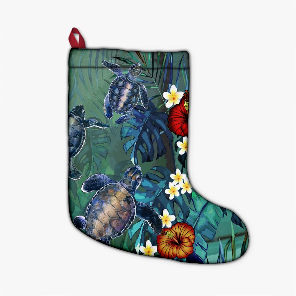 Hawaii Turtle Tropical Art Christmas Stocking - Hela Style - AH Christmas Stocking 26 X 42 cm Black - Polynesian Pride