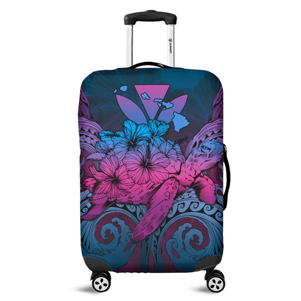 Hawaii Turtle Wave Polynesian Luggage Covers - Hey Style Blue - AH Black - Polynesian Pride