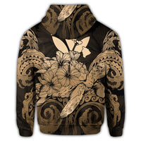 Hawaii Turtle Wave Polynesian Zip Hoodie Hey Style Gold - Polynesian Pride
