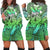 Hawaii Turtle Wave Polynesian Hoodie Dress - Hey Style Green - AH Black - Polynesian Pride