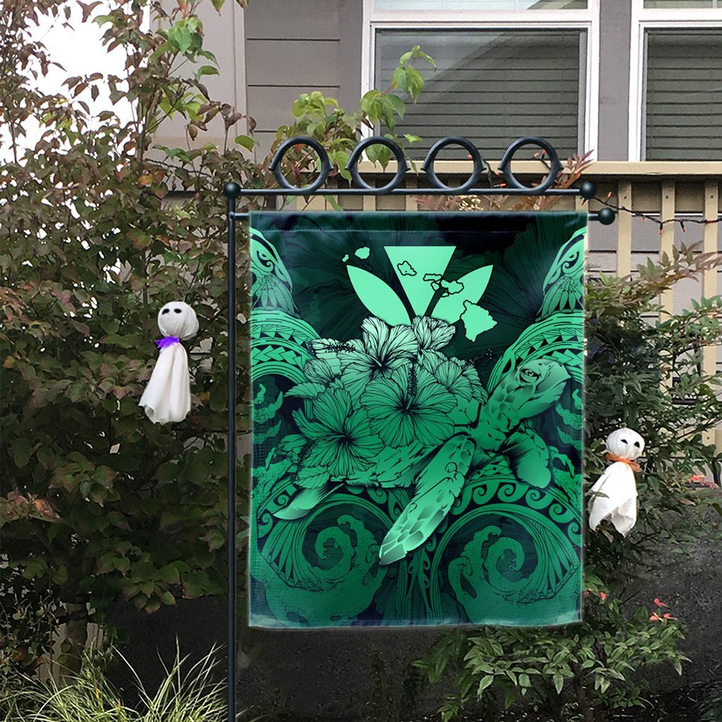 Hawaii Turtle Wave Polynesian Flag - Hey Style Green Pastel - AH - Polynesian Pride