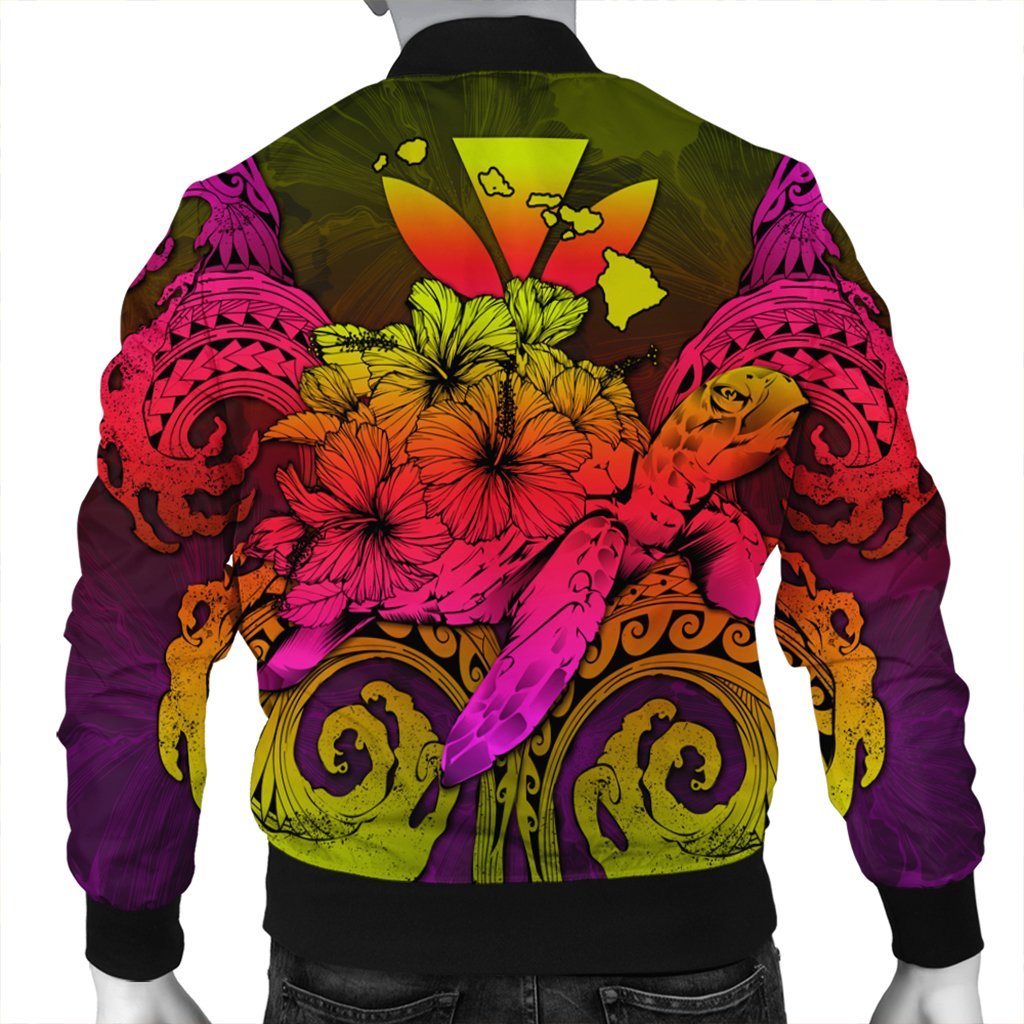 Hawaii Turtle Wave Polynesian Bomber Jacket - Hey Style Pinky - AH - Polynesian Pride