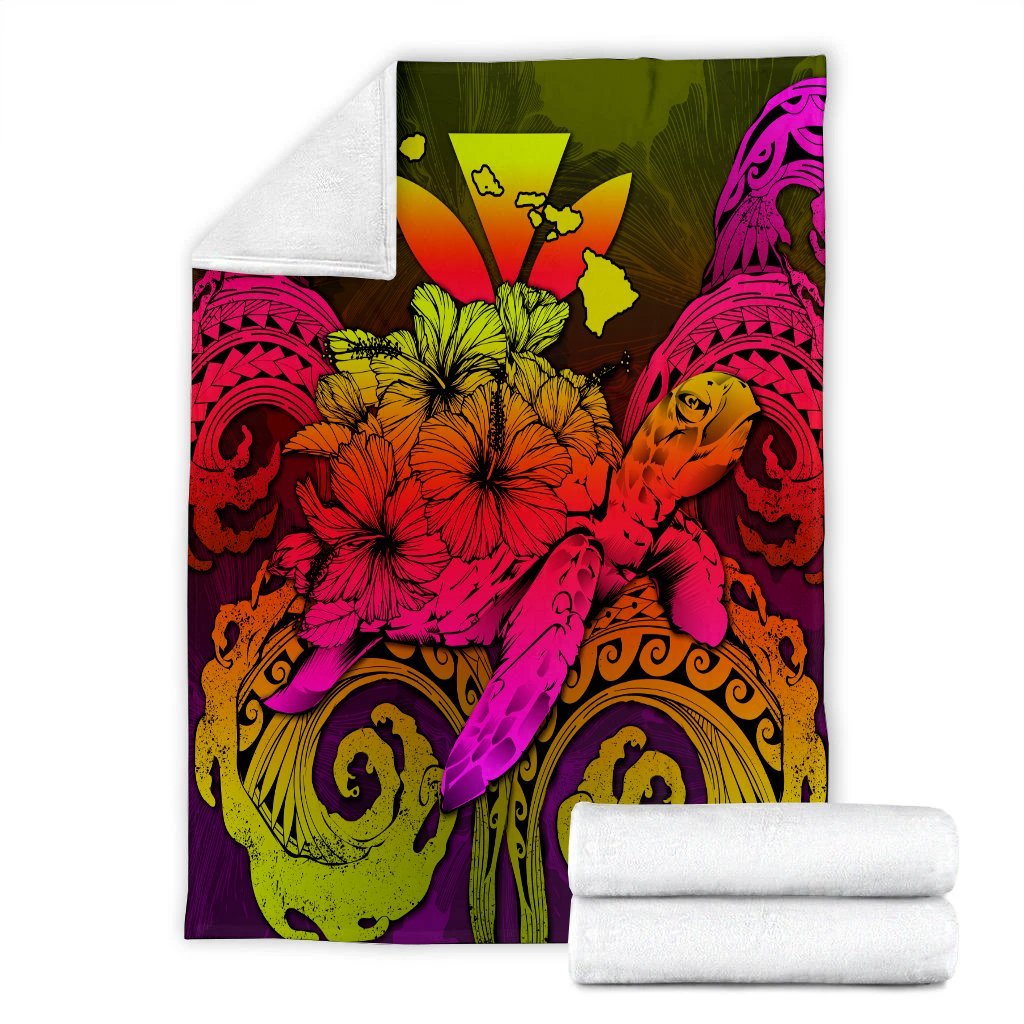 Hawaii Turtle Wave Polynesian Premium Blankets - Hey Style Pinky - AH - Polynesian Pride