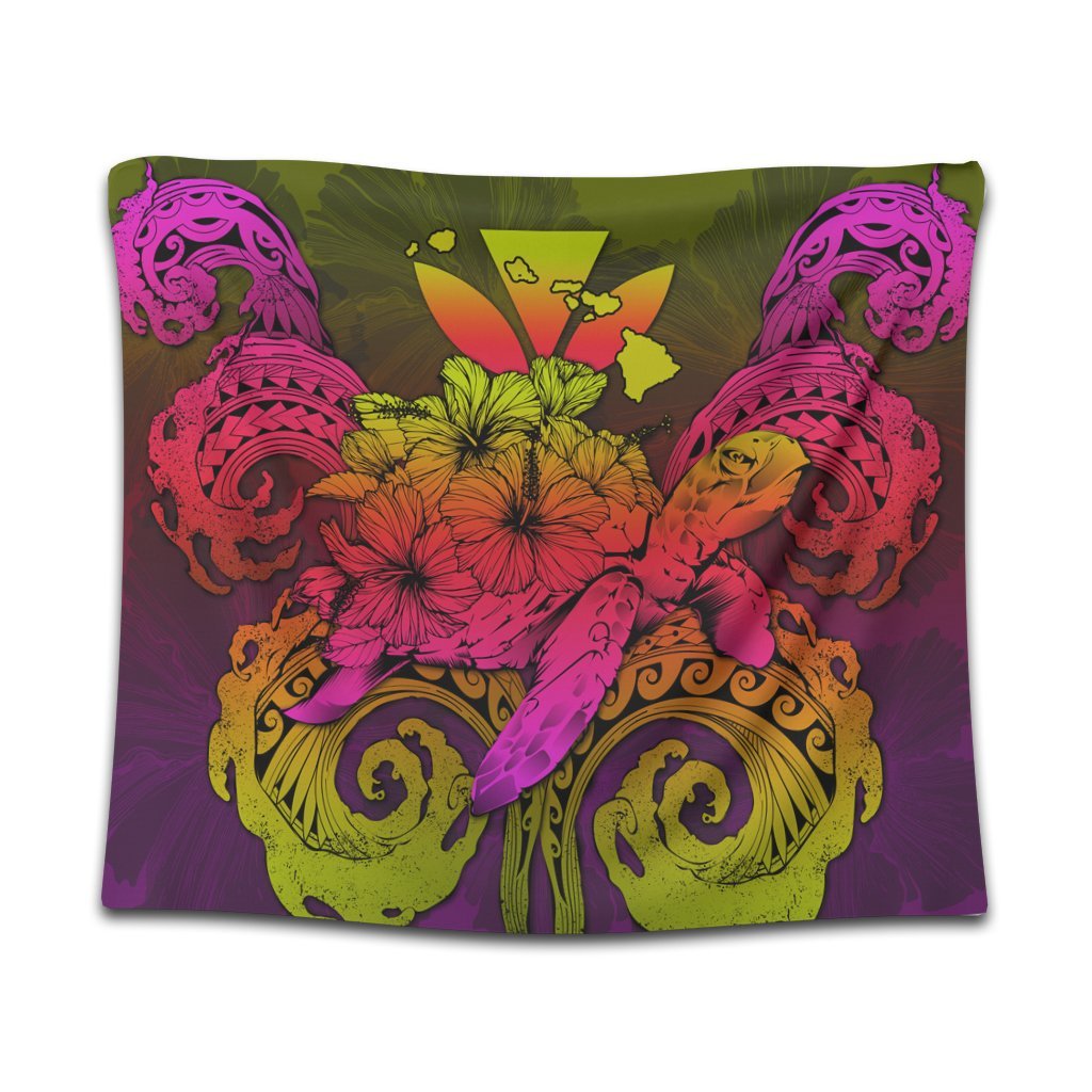 Hawaii Turtle Wave Polynesian Tapestry - Hey Style Pinky - AH Wall Tapestry Black - Polynesian Pride