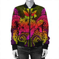 Hawaii Turtle Wave Polynesian Bomber Jacket - Hey Style Pinky - AH - Polynesian Pride
