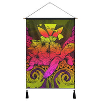 Hawaii Turtle Wave Polynesian Hanging Poster - Hey Style Pinky - AH Hanging Poster Cotton And Linen - Polynesian Pride