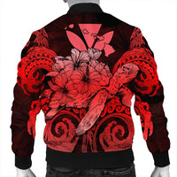 Hawaii Turtle Wave Polynesian Bomber Jacket - Hey Style Red - AH - Polynesian Pride