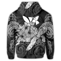 Hawaiian Turtle Wave Polynesian Hoodie Hey Style White - Polynesian Pride
