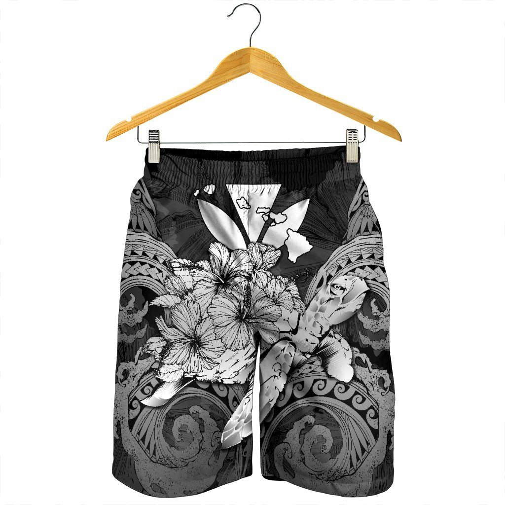 Hawaii Turtle Wave Polynesian Men's Shorts - Hey Style White - AH - Polynesian Pride