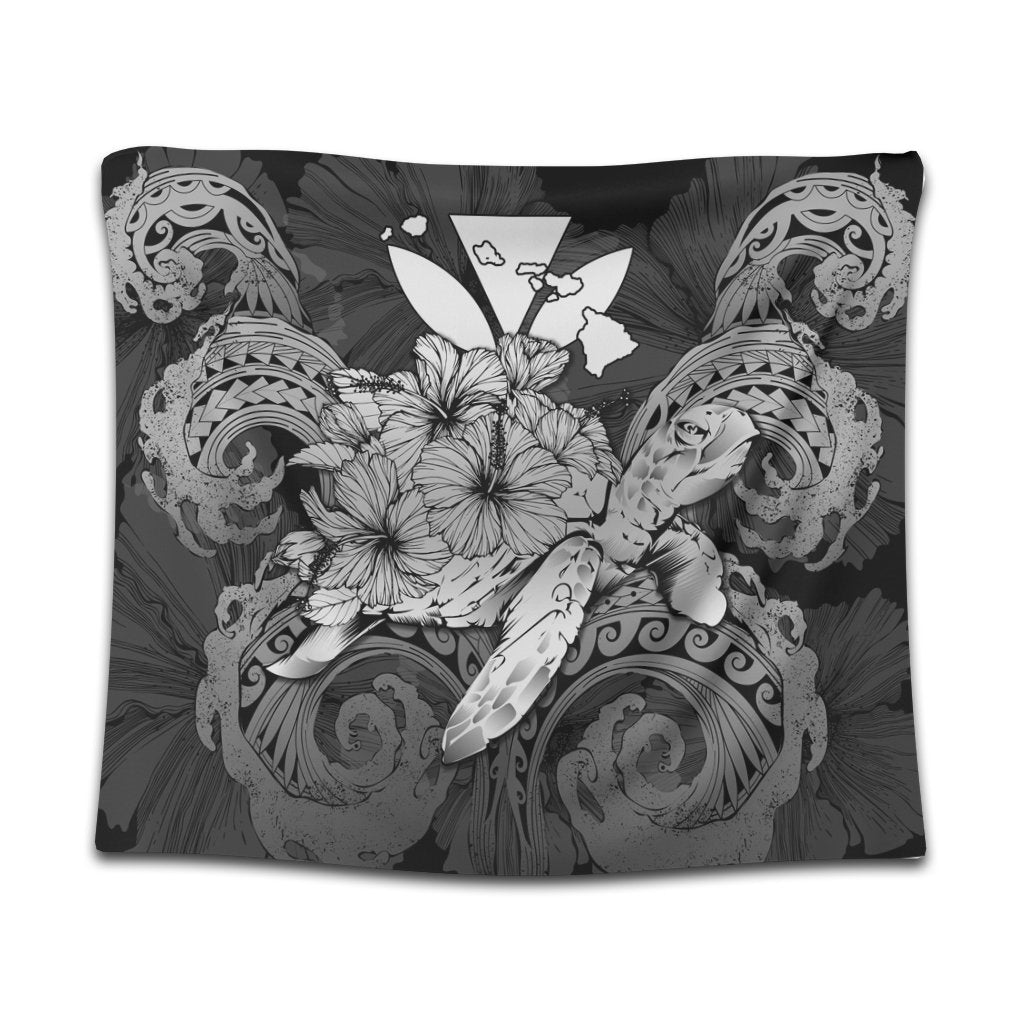 Hawaii Turtle Wave Polynesian Tapestry - Hey Style White - AH Wall Tapestry Black - Polynesian Pride