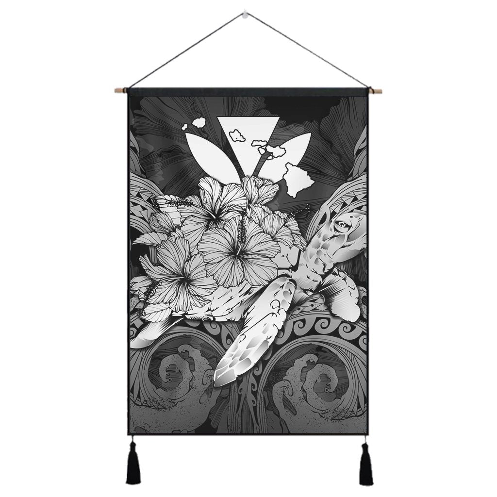 Hawaii Turtle Wave Polynesian Hanging Poster - Hey Style White - AH Hanging Poster Cotton And Linen - Polynesian Pride