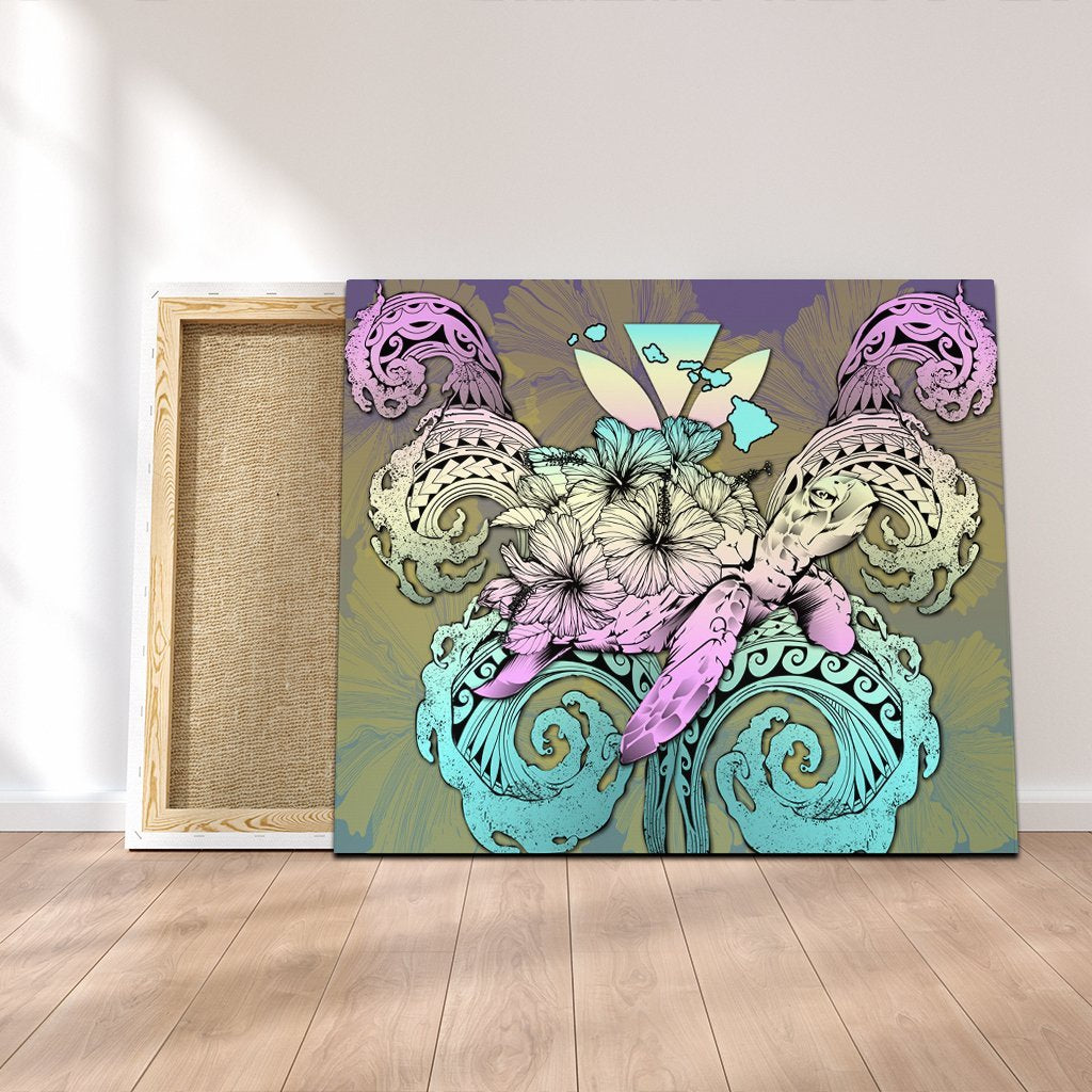 Hawaii Turtle Wave Polynesian Canvas - Hey Style Yellow - AH Canvas Poly-cotton - Polynesian Pride