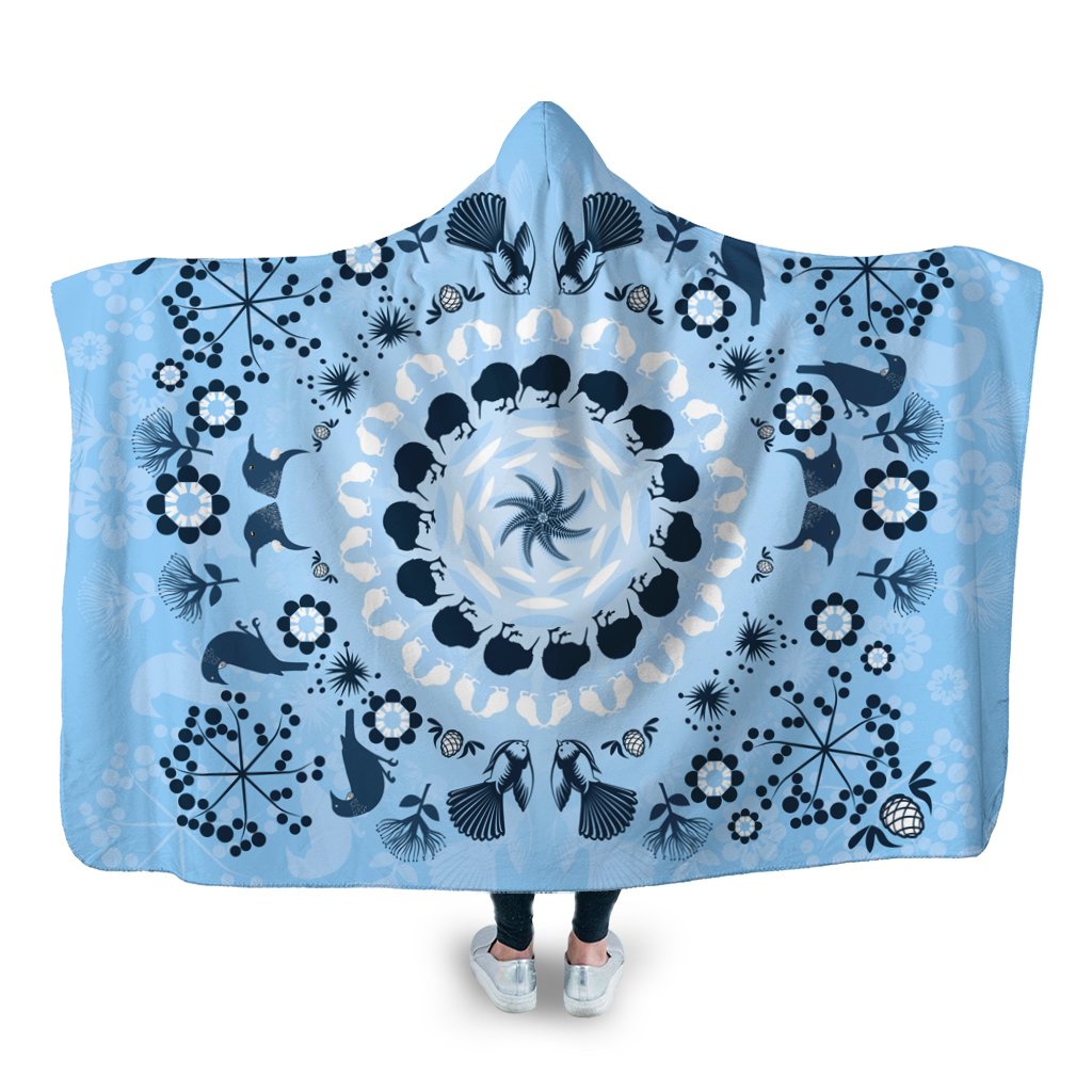 Hawaii Underwater Pattern Hooded Blanket - AH Hooded Blanket White - Polynesian Pride