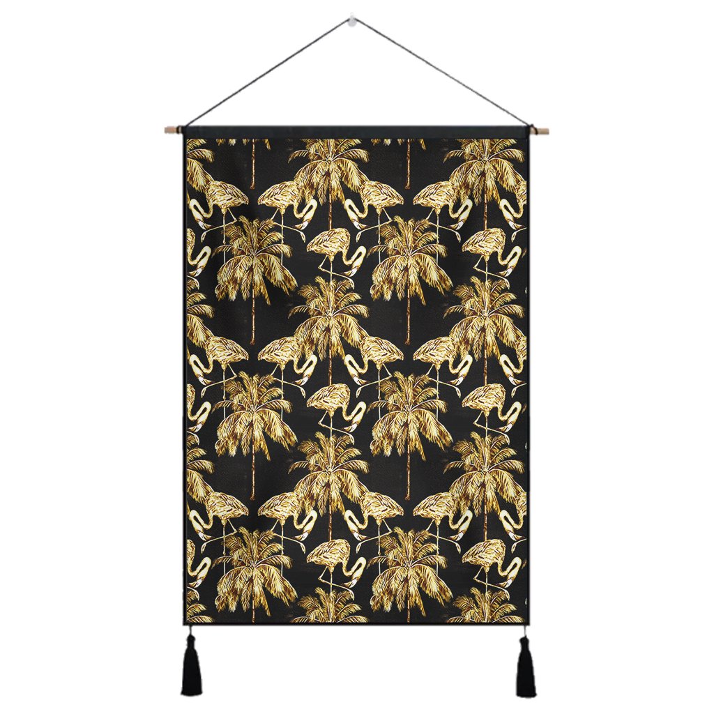 Hawaii Watercolor Flamingos Palm Trees Beautiful Seamless Hanging Poster - AH- Hanging Poster 43 x 65 cm Cotton And Linen - Polynesian Pride