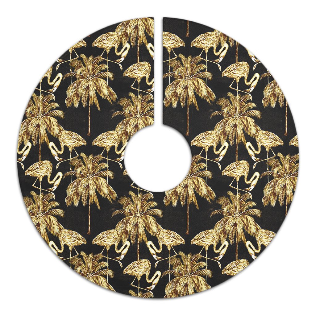 Hawaii Watercolor Flamingos Palm Trees Beautiful Seamless Tree Skirt - Polynesian Pride