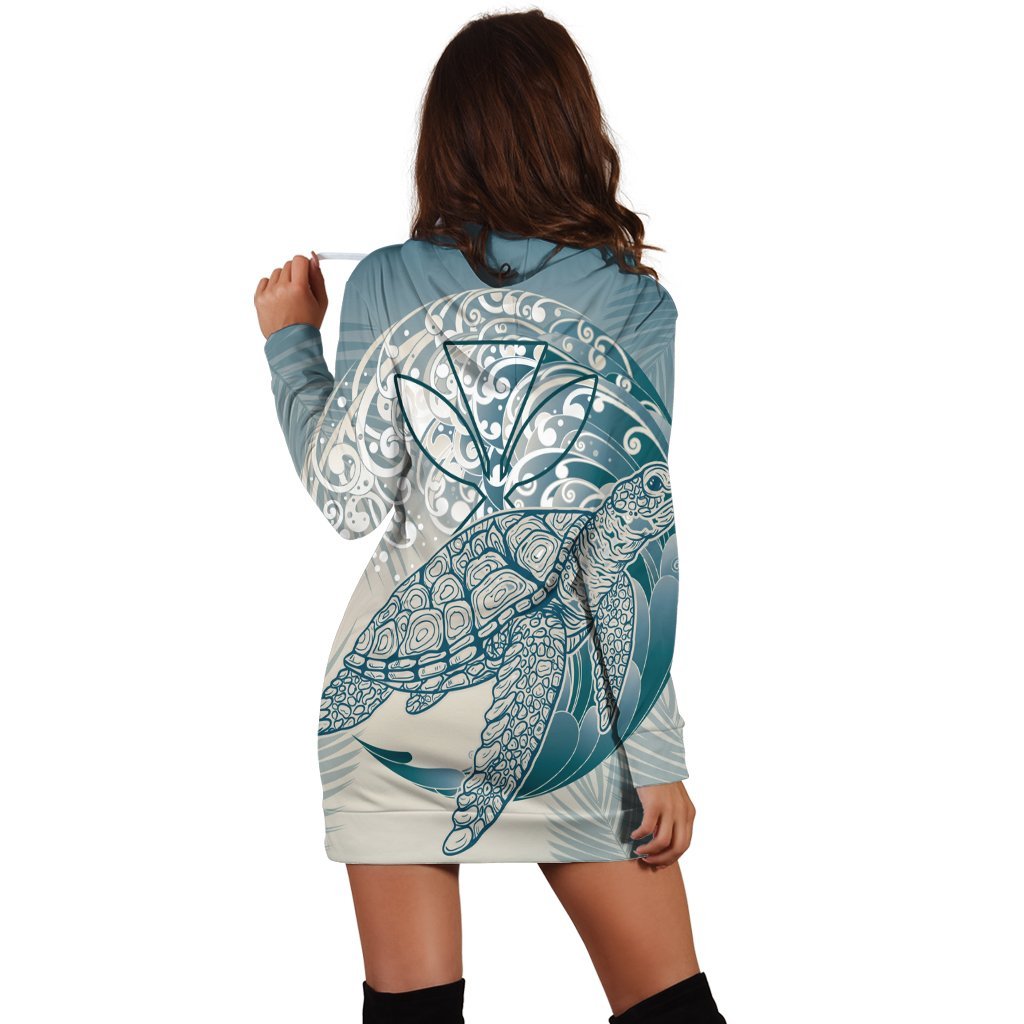 Hawaii Wave Kanaka Turtle Hoodie Dress - AH - Polynesian Pride