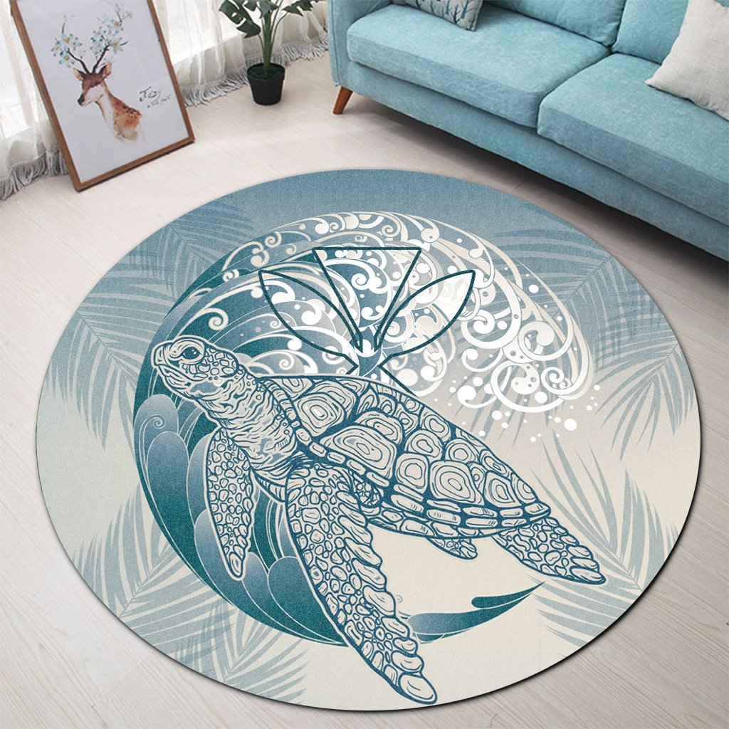 Hawaii Wave Kanaka Turtle Round Carpet - AH - Polynesian Pride