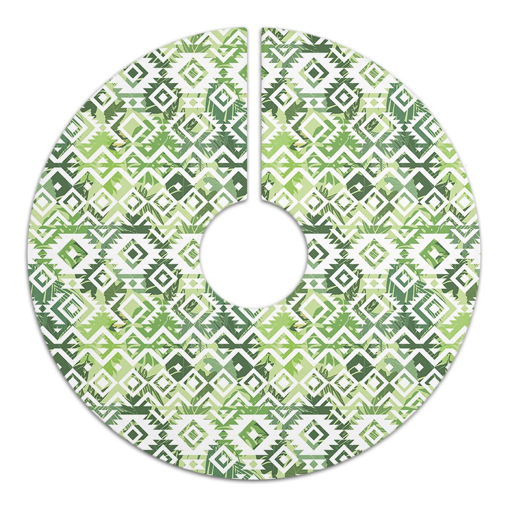 Hawaii White Seamless Ethnic Pattern Monstera Leaf Tree Skirt - Polynesian Pride