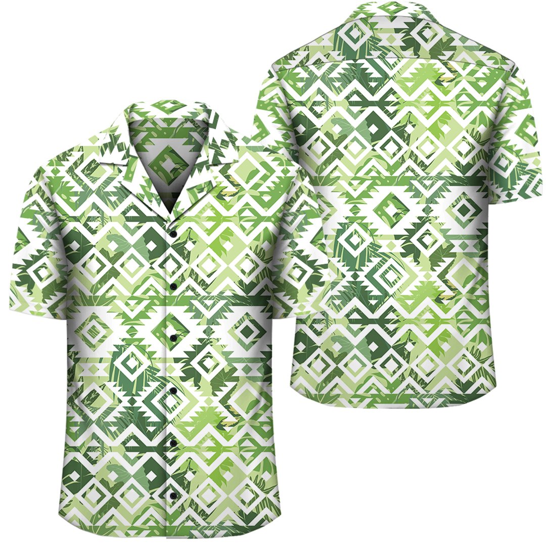 Hawaii White Seamless Ethnic Pattern Monstera Leaf Hawaiian Shirt Unisex Black - Polynesian Pride