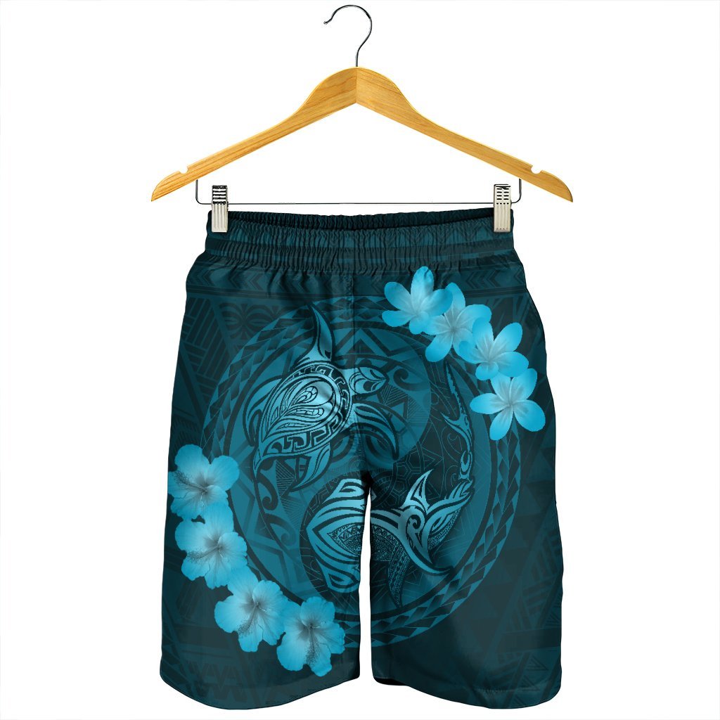 Hawaii Yin Yang Turtle Shark Hibiscus Plumeria Men's Shorts - Pastel - AH - Polynesian Pride