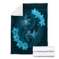 Hawaii Yin Yang Turtle Shark Hibiscus Plumeria Premium Blankets - Pastel - AH - Polynesian Pride