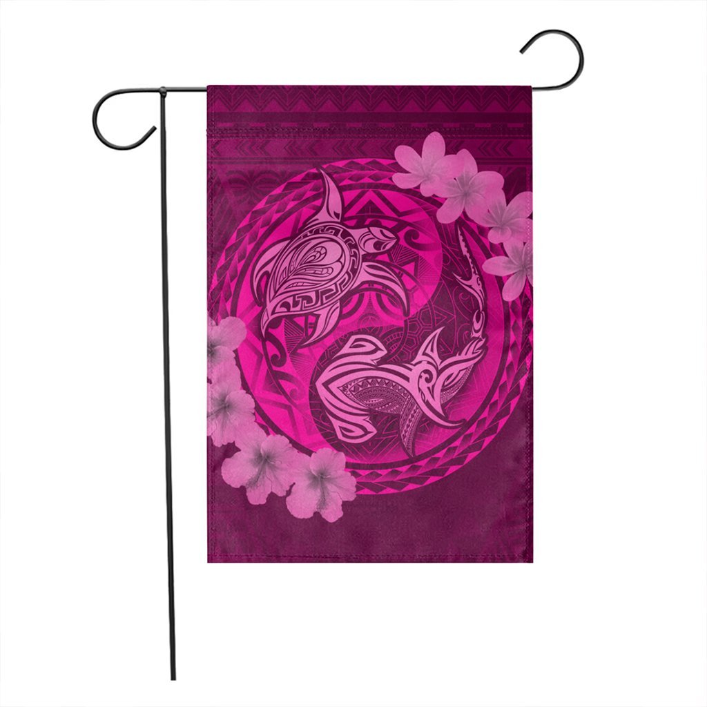 Hawaii Yin Yang Turtle Shark Hibiscus Plumeria Flag - Pink - AH - Polynesian Pride