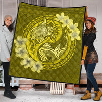 Hawaii Yin Yang Turtle Shark Hibiscus Plumeria Premium Quilts - Yellow - AH - Polynesian Pride
