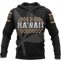 Hawaii Kanaka Kakau Hoodie Gold Barcode - Polynesian Pride