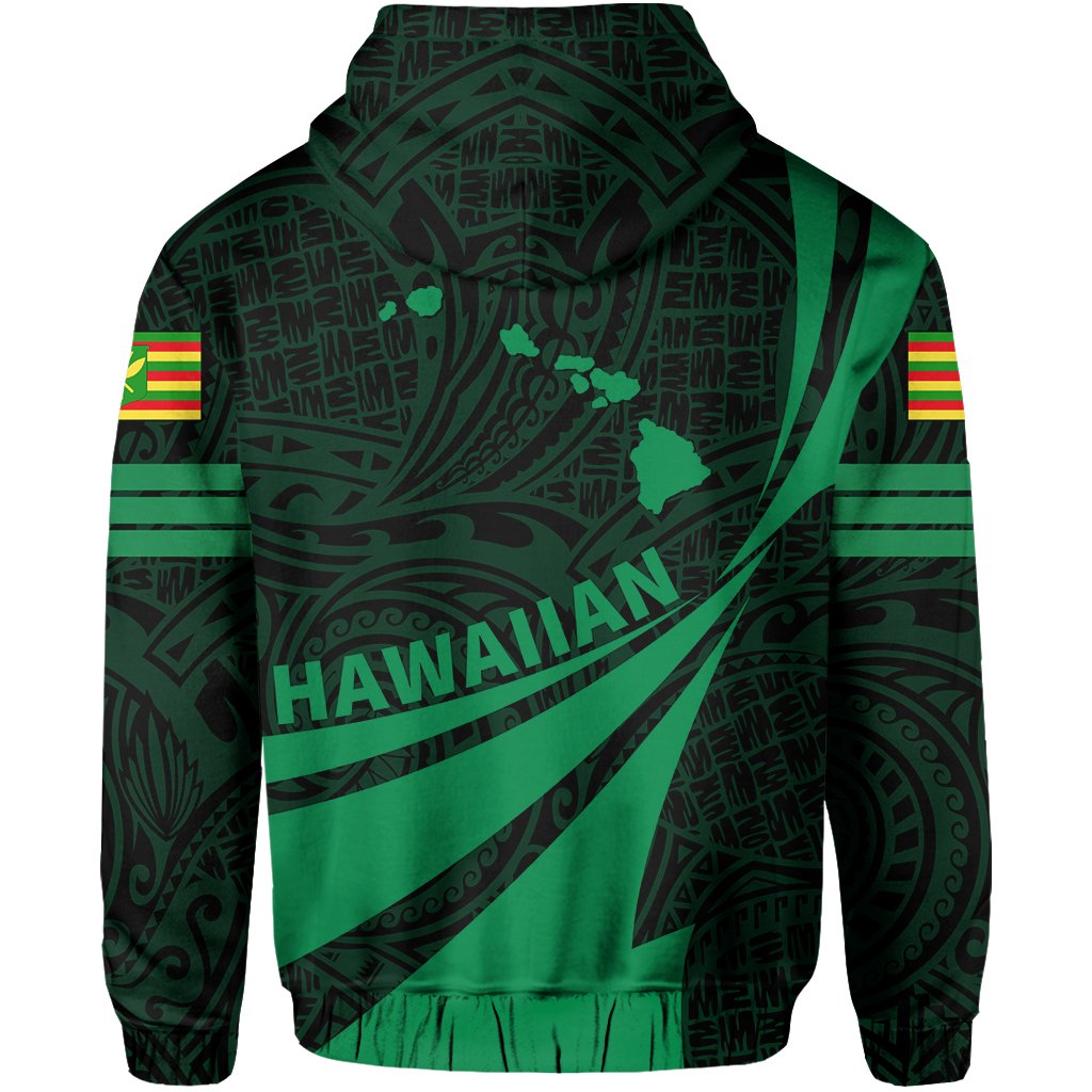 Kanaka Polynesian Zipper Hoodie Green Doma Style - Polynesian Pride