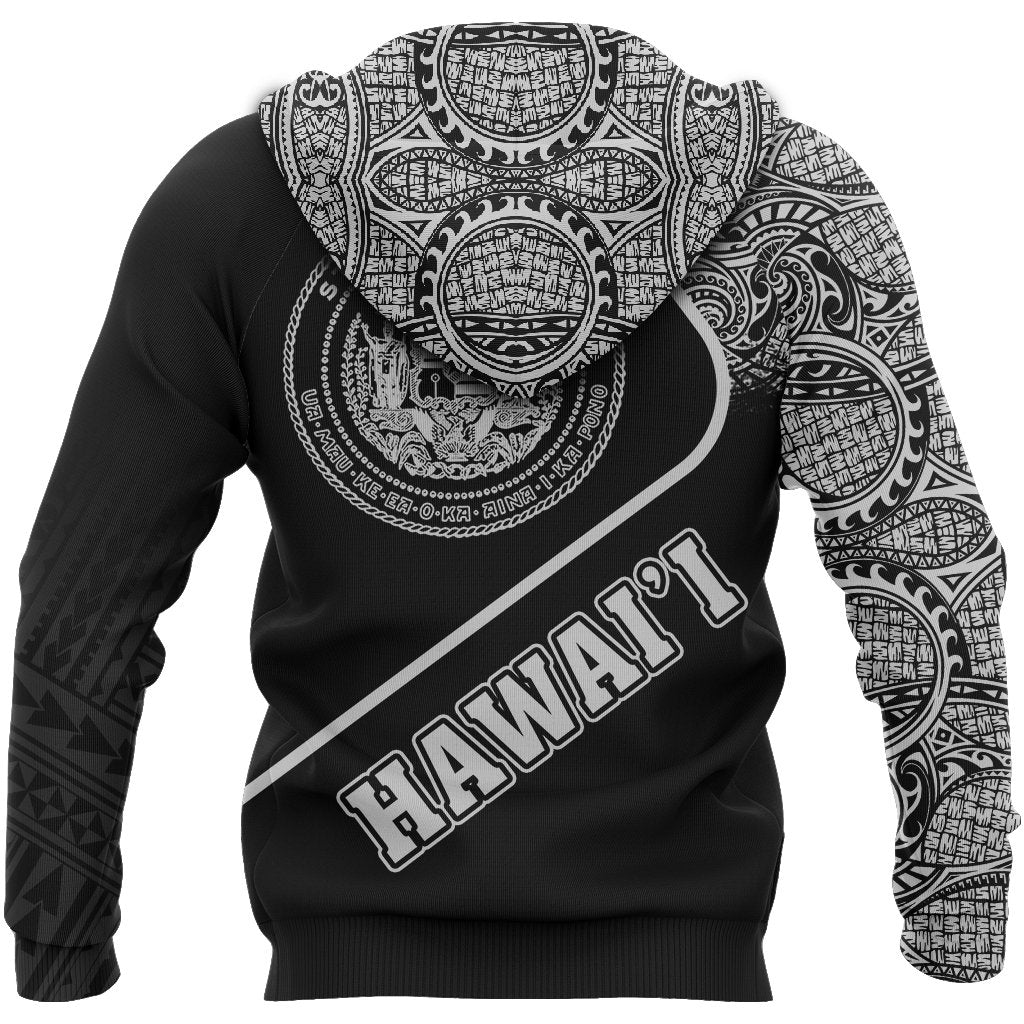Hawaii Coat of Arms Polynesian Zip up Hoodie White Pride - Polynesian Pride