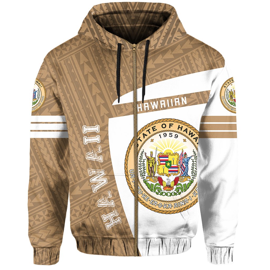 Hawaii Polynesian Sport Zipper Hoodie Gold Premium Style - Polynesian Pride