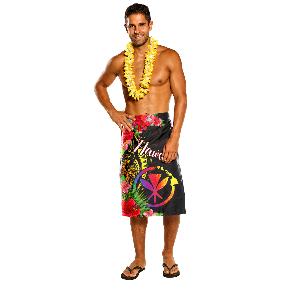 Hawaii Lavalava - Hippie Style One Size Black - Polynesian Pride