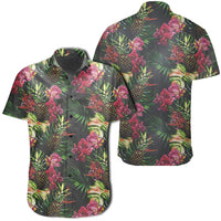 Hawaiian Shirt - Palm Leaves Pineapples Jungle Leaf Shirt Unisex Black - Polynesian Pride