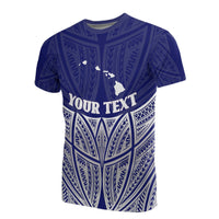 Hawaii Polynesian Custom T Shirt Blue Pride Map and Seal Unisex Blue - Polynesian Pride
