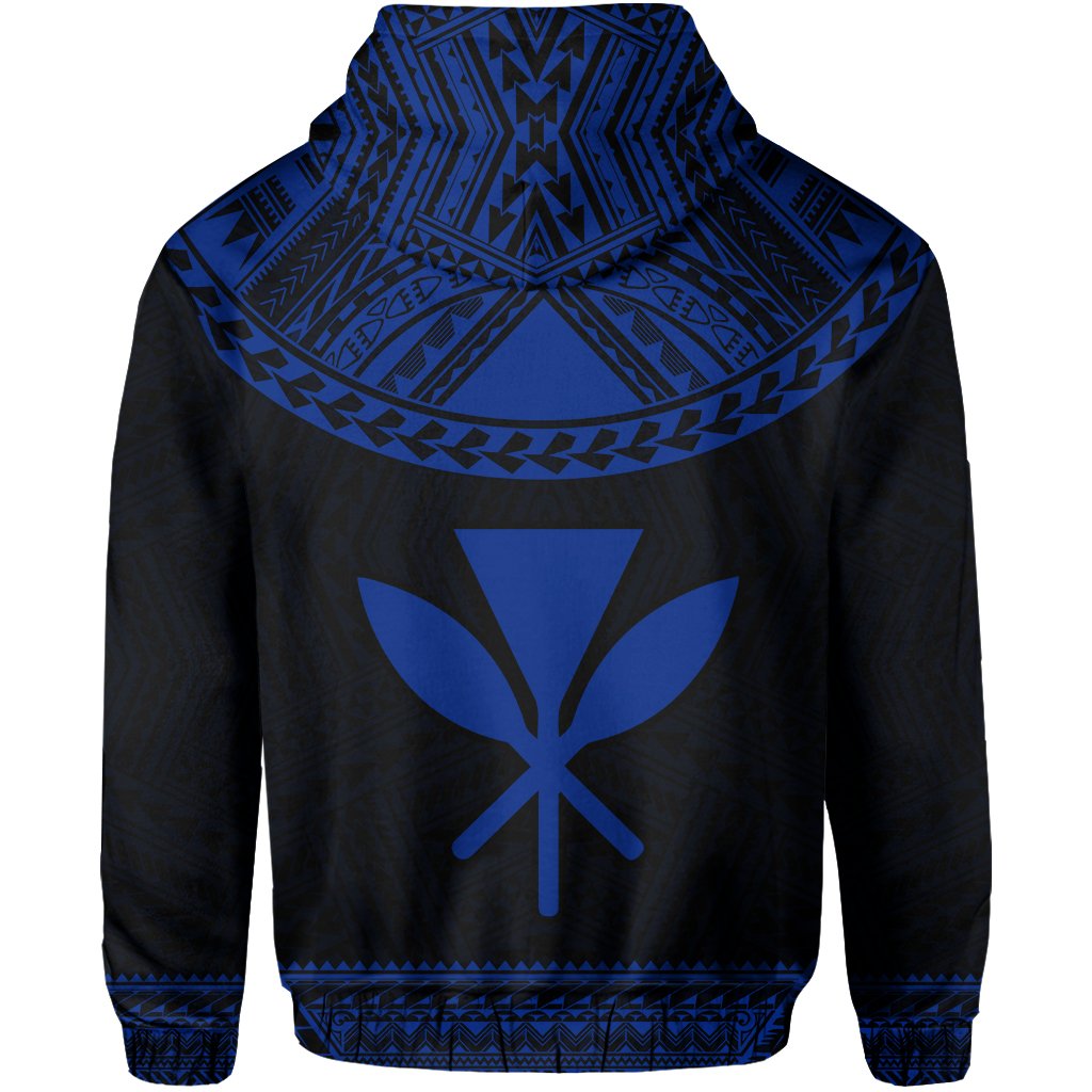 Hawaii Kanaka Polynesian Zipper Hoodie Divinity Blue - Polynesian Pride