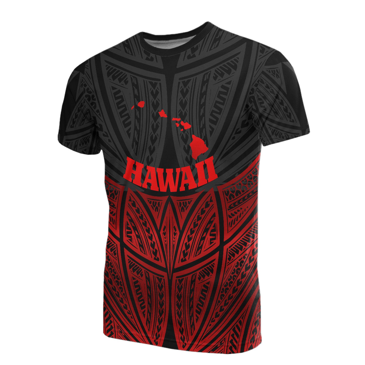 Hawaii Polynesian T Shirt Red Black Pride Map and Seal Unisex Red - Polynesian Pride