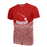 Hawaii Polynesian T Shirt Red Pride Map and Seal Unisex Red - Polynesian Pride
