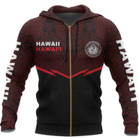 Hawaii Polynesian Zipper Hoodie Red Energy Style - Polynesian Pride