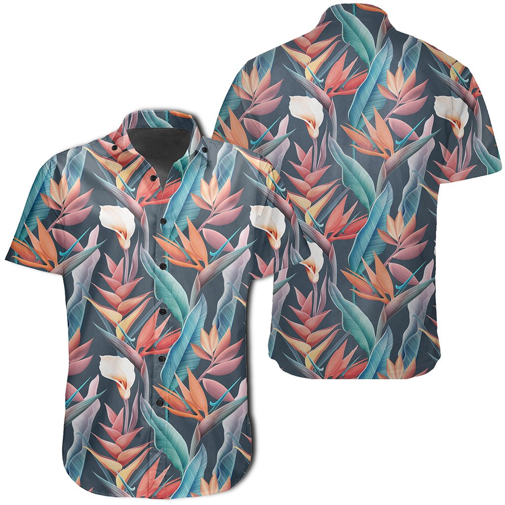 Hawaiian Shirt - Seamless Tropical Flower Hawaiian Shirt - an Summer Shirt Unisex Black - Polynesian Pride