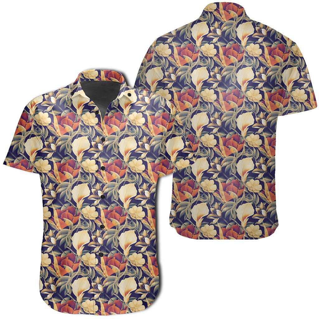 Hawaiian Shirt - Seamless Tropical Flower Plant And Leaf Pattern Background Shirt Unisex Black - Polynesian Pride