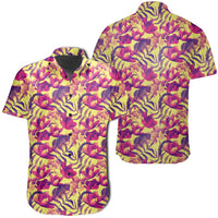 Hawaiian Shirt - Seamless Tropical Flower Plant Pattern Background Shirt Unisex Black - Polynesian Pride