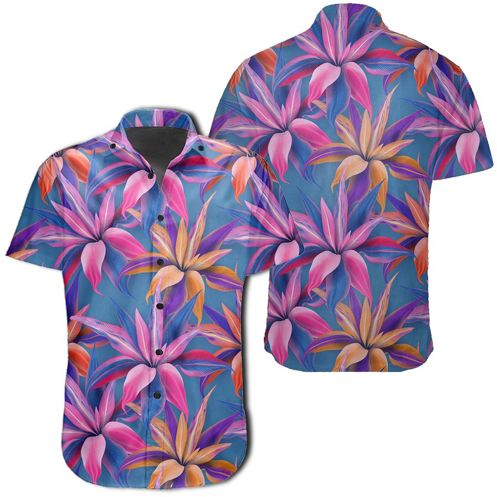 Hawaiian Shirt - Tropical Flowers Pink Shirt Unisex Black - Polynesian Pride