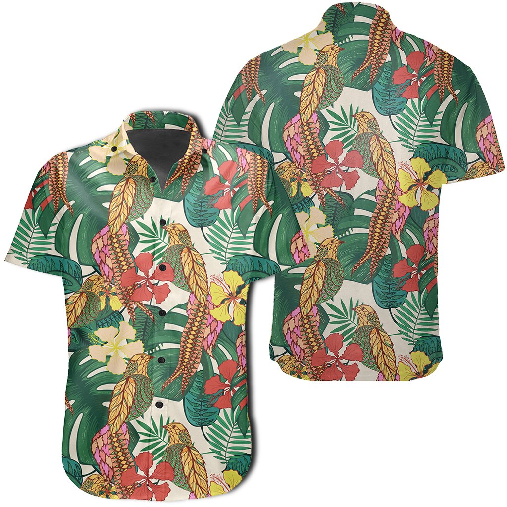 Hawaiian Shirt - Tropical Leaves Flowers And Birds Floral Jungle Shirt Unisex Black - Polynesian Pride