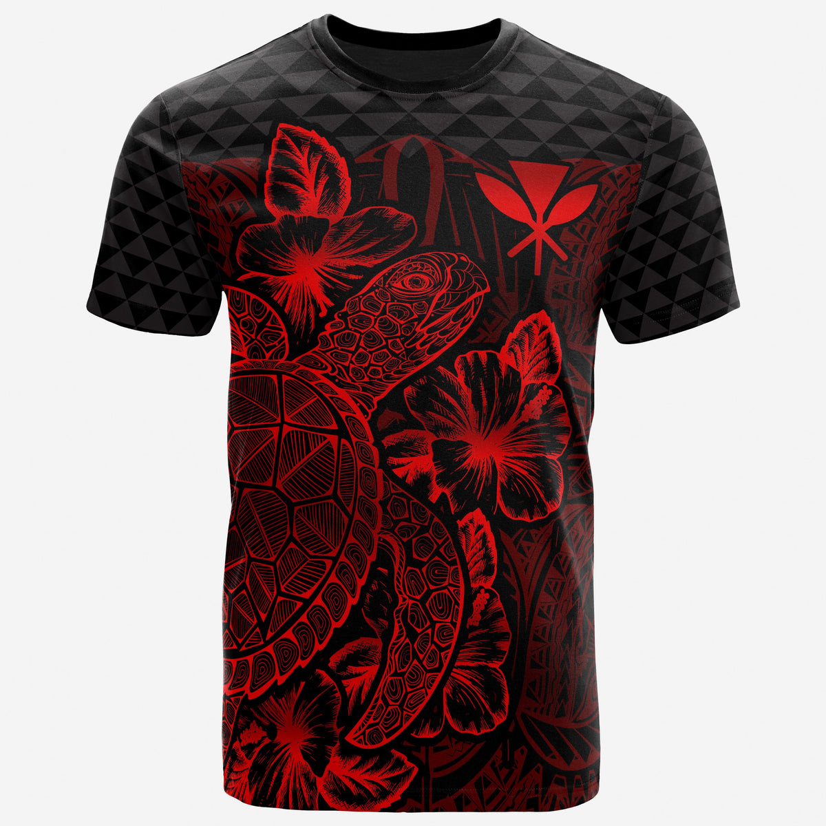 Hawaii Polynesian T Shirt Kanaka Maoli Turtle Hibiscus Red Unisex Red - Polynesian Pride